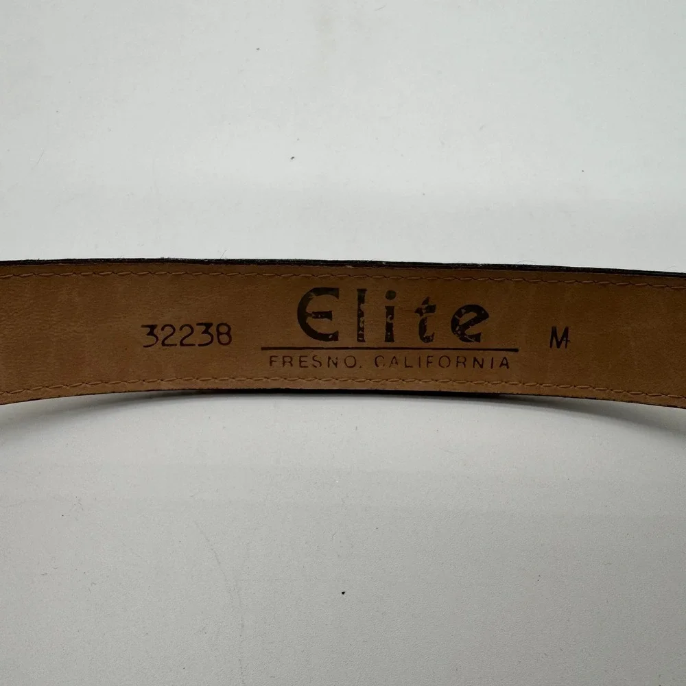 Elite Fresno California Leopard Print Calf Hair Belt Gold Chain Link Accents M
